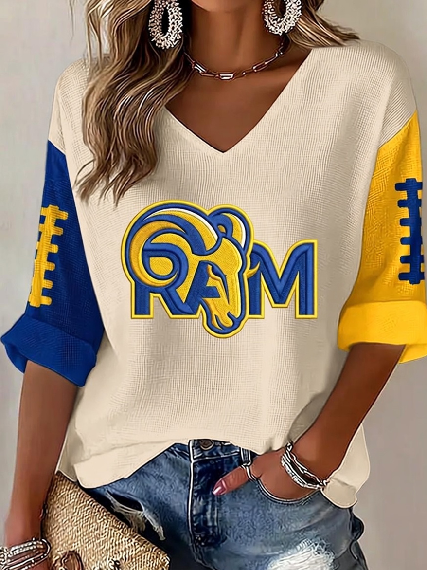 Women'S Football Print Waffle Top