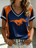 Women's Football Print V-Neck T-Shirt