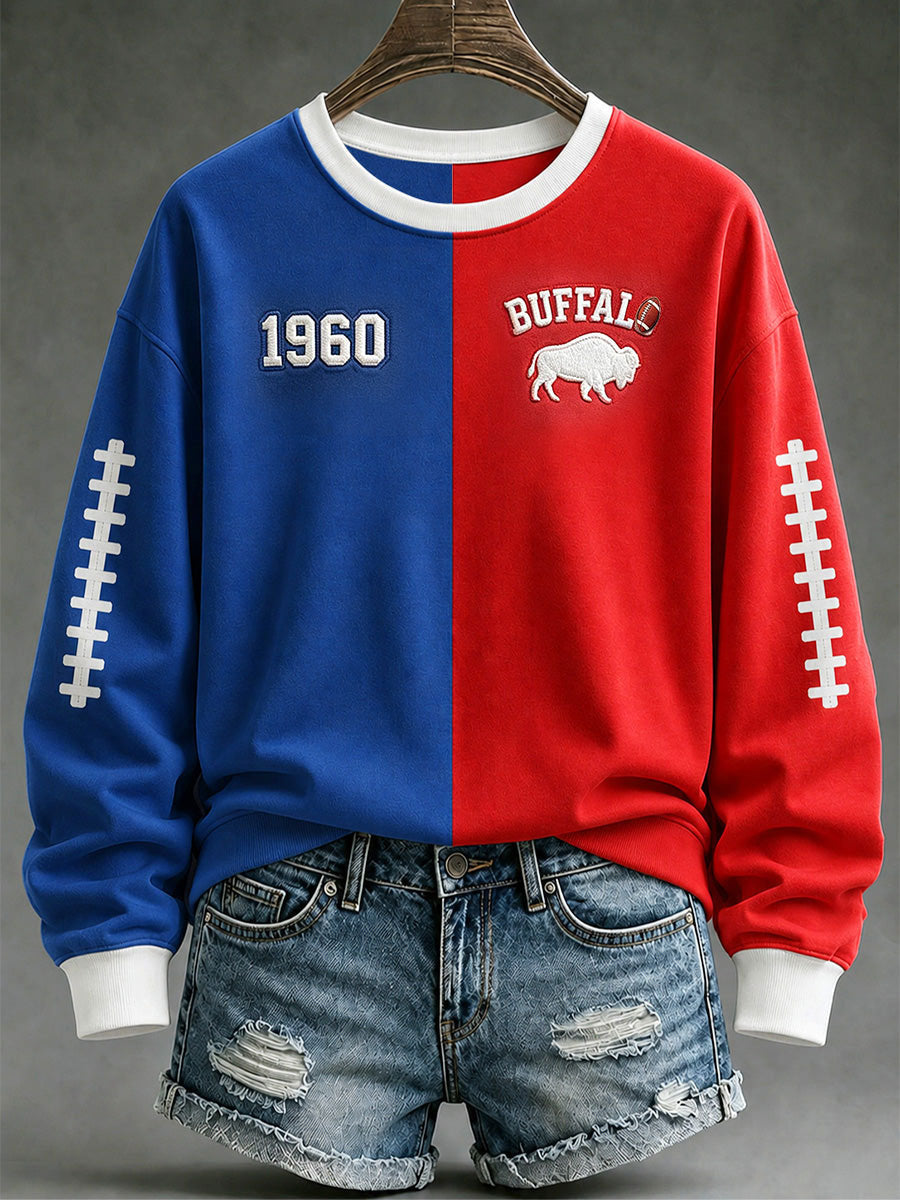 Women'S Football Lover Buffalo Print Sweatshirt