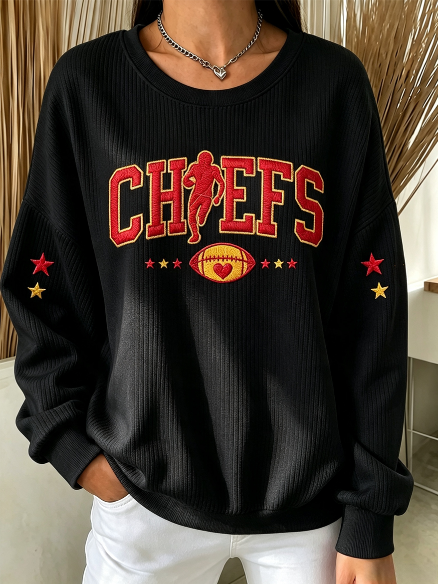 Women'S Football Print Casual Sweatshirt