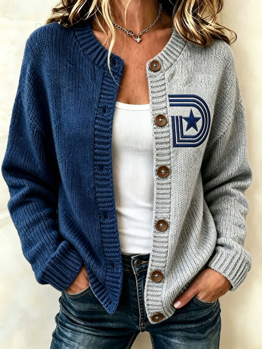 Women'S Casual Football Knitted Cardigan Top