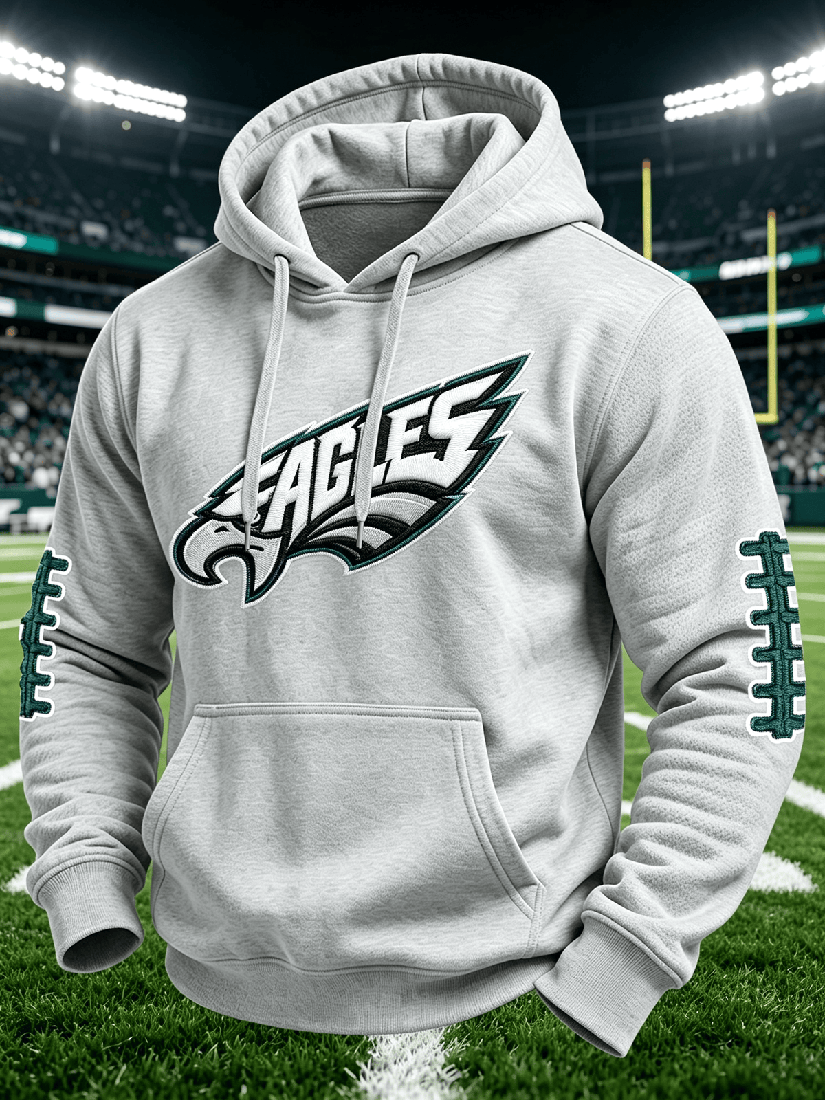 Men'S Casual Football Print Hooded Sweatshirt