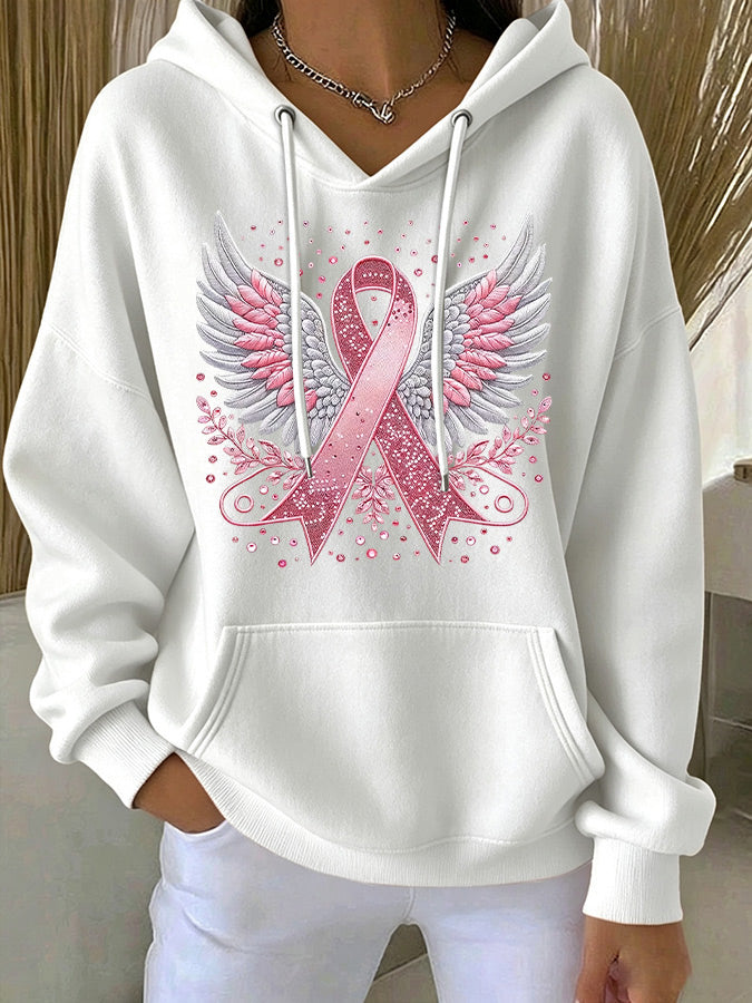 Women'S Casual Pink Artistic Faith Hoodie