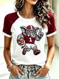 Women'S Football Printed Round Neck T-Shirt