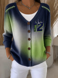 Women's American Football Knitted Cardigan