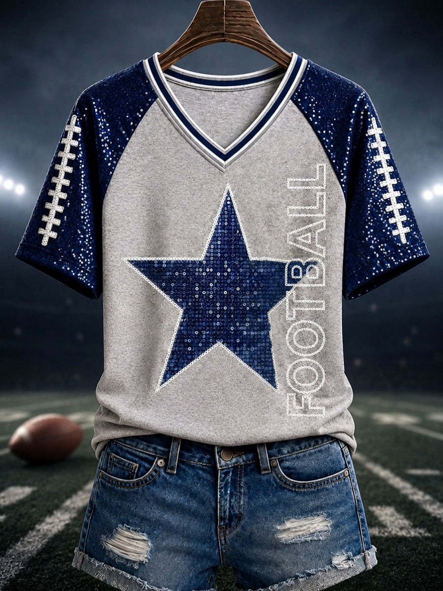 Women's Football Print Casual T-Shirt