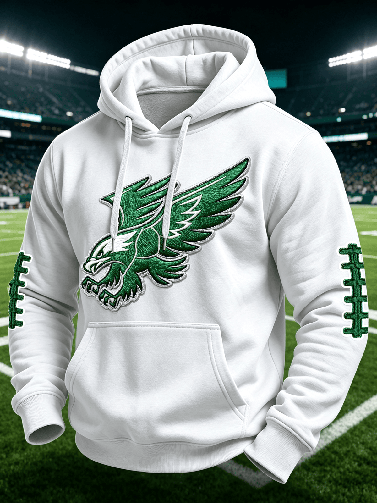 Men'S Casual Football Print Hooded Sweatshirt