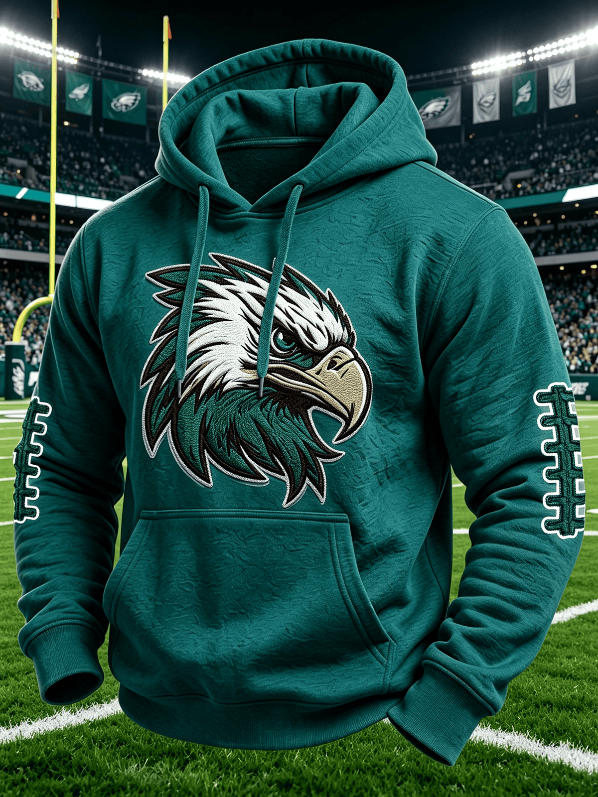 Men'S Casual Football Print Hooded Sweatshirt