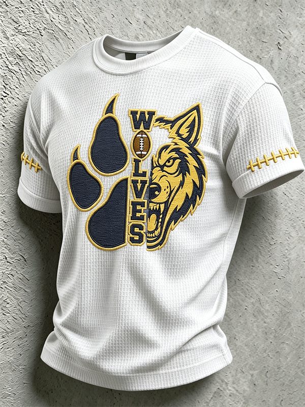 Men's Rugby Waffle Round Neck T-Shirt