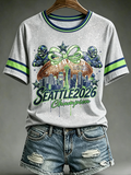 Women's Seattle Football Printed Vintage Fashion Print T-shirt