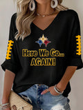 Women'S Football Print Waffle Top