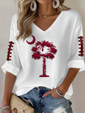 Women'S Football Print Waffle  Top