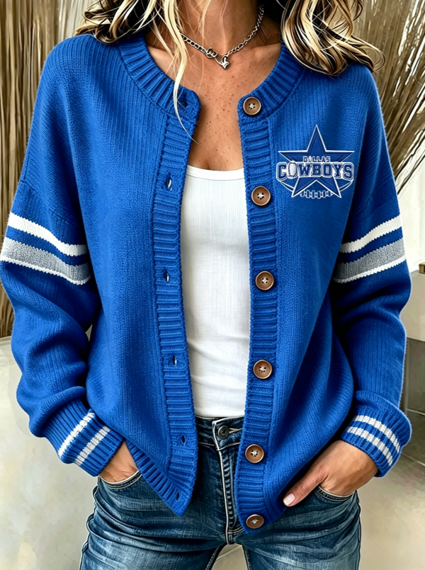 Women'S Casual Football Plant Knitted Cardigan Top