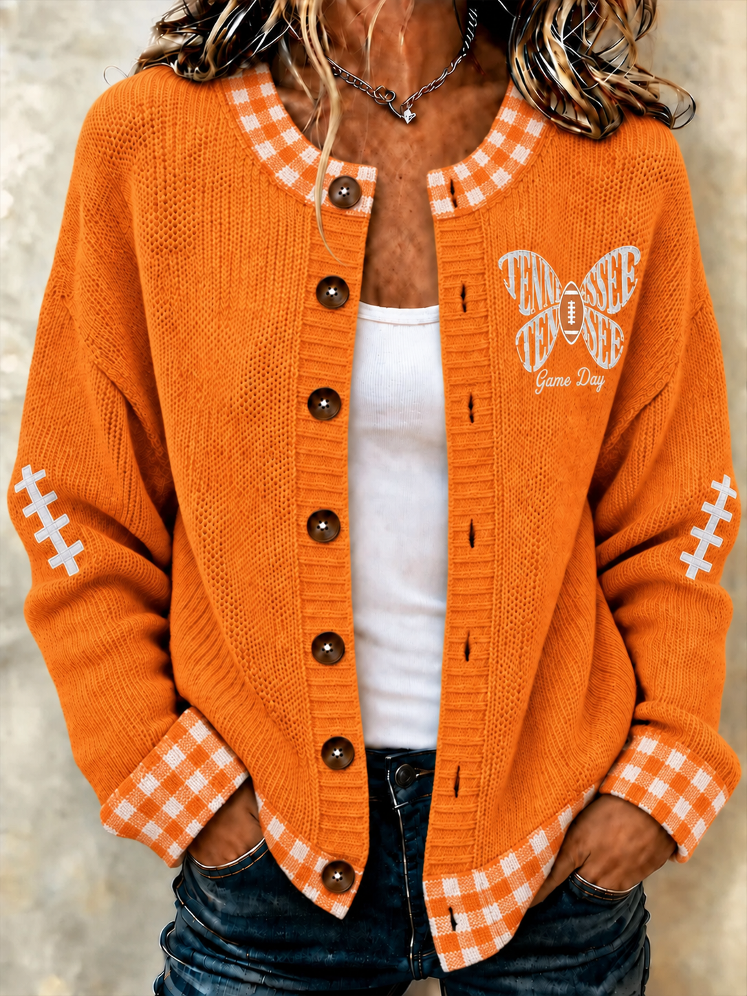 Women's Football Sports Casual Knitted Cardigan