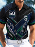 Men's Seattle Football Printed Vintage Fashion Polo Shirt
