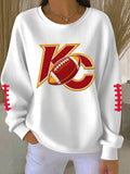 Women's Kansas City Football Heart Letter C Printed Sweatshirt