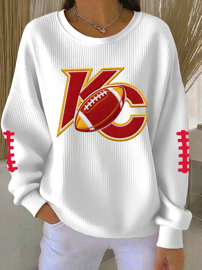 Women's Kansas City Football Heart Letter C Printed Sweatshirt