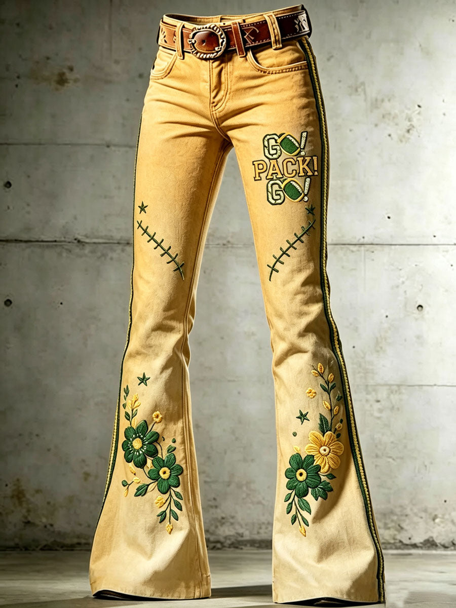 Women's Football Printed Denim Pants
