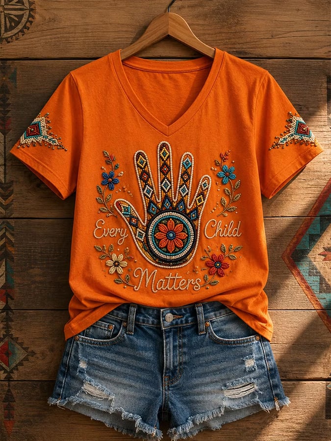 Women's  Retro Orange Shirt Day Print T-shirt