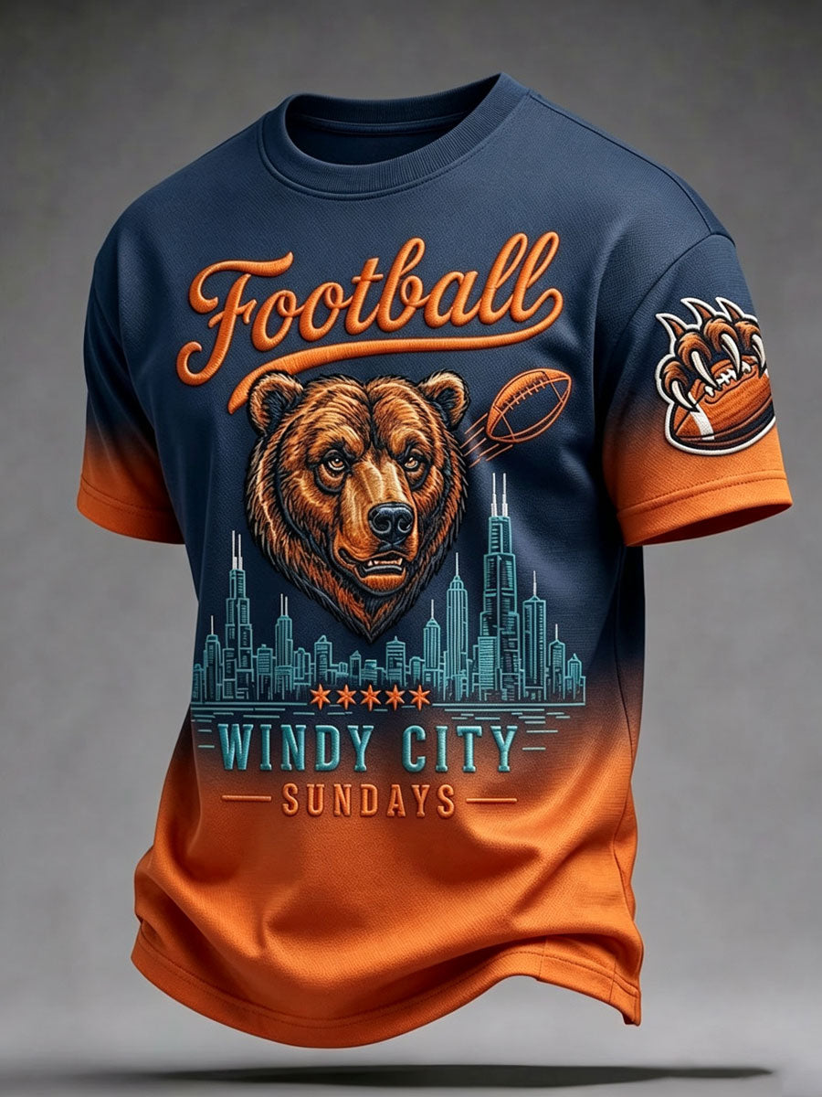 Men'S Football Fan Print Casual T-Shirt