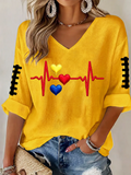 Women's Football Printed V-Neck T-Shirt