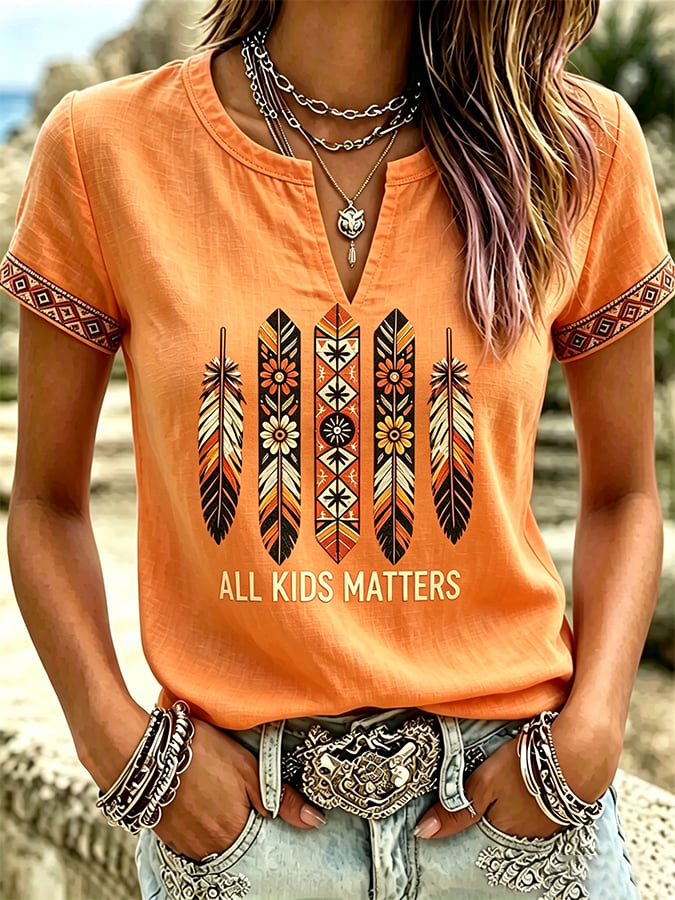 Women's  Retro Orange Shirt Day Print T-shirt