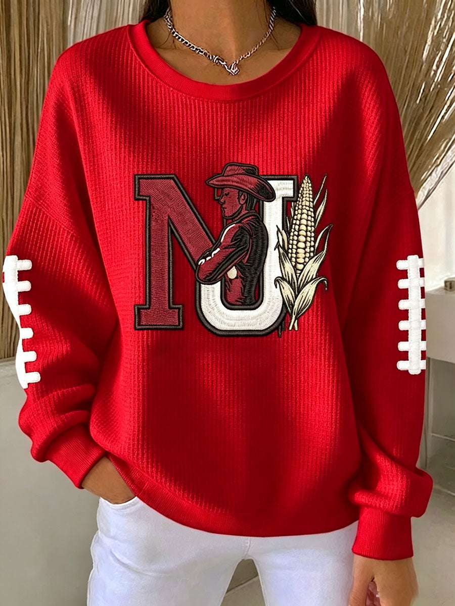 Women'S Football Print Casual Sweatshirt