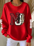 Women'S Football Print Casual Sweatshirt