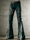 Women's Football Printed Denim Pants