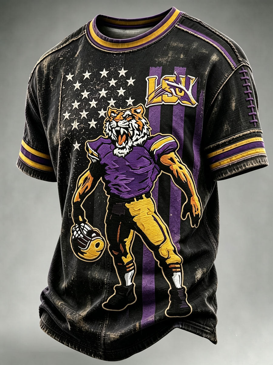 Men's Football Printed Round Neck T-Shirt
