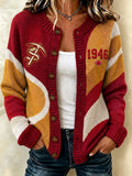 Women's Football Sports Casual Knitted Cardigan