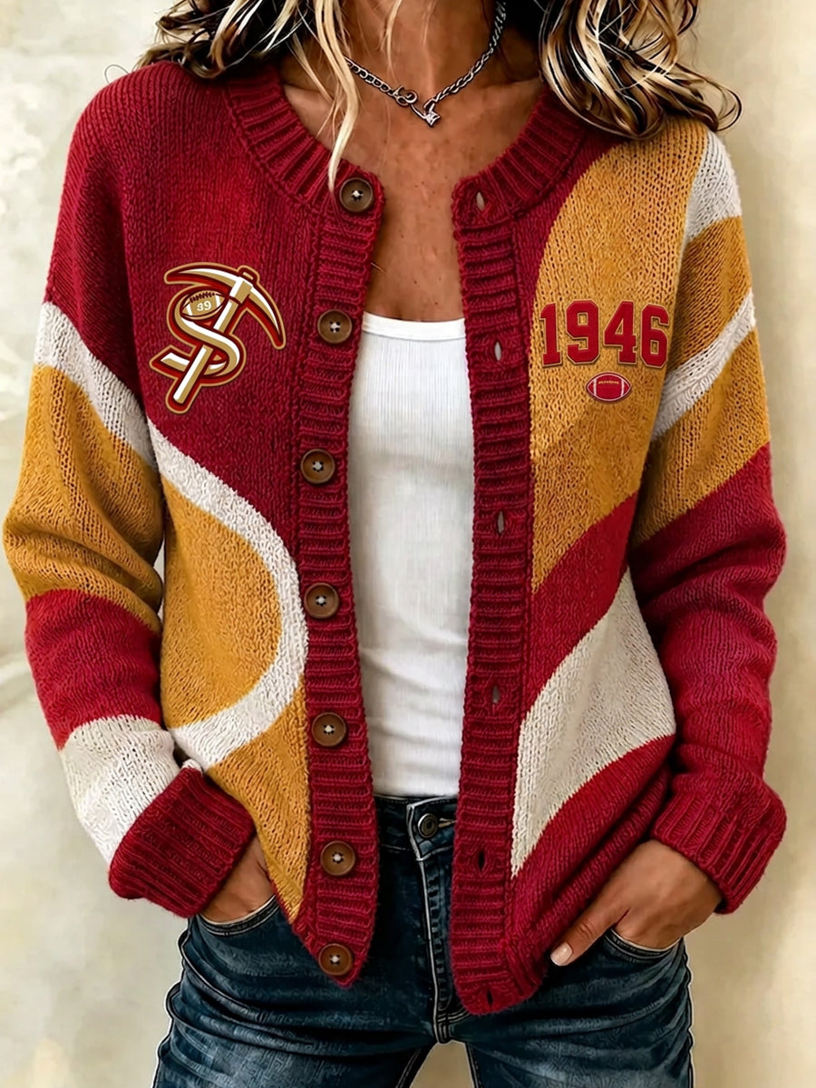 Women's Football Sports Casual Knitted Cardigan