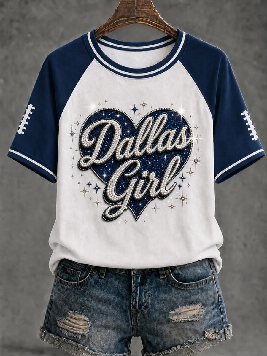 Women's Football Print Casual Short-Sleeved T-Shirt