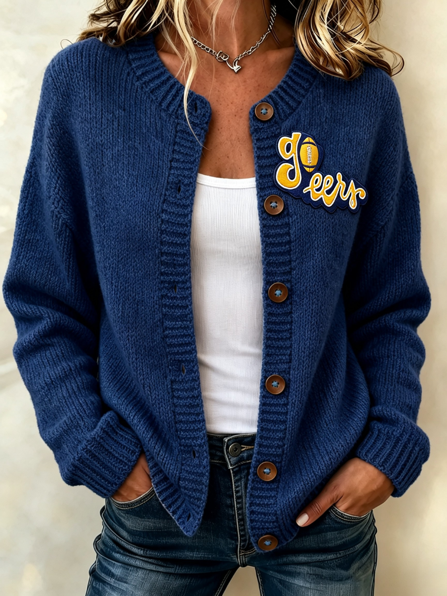 Women's Football Fans Printed Knitted Cardigan Top