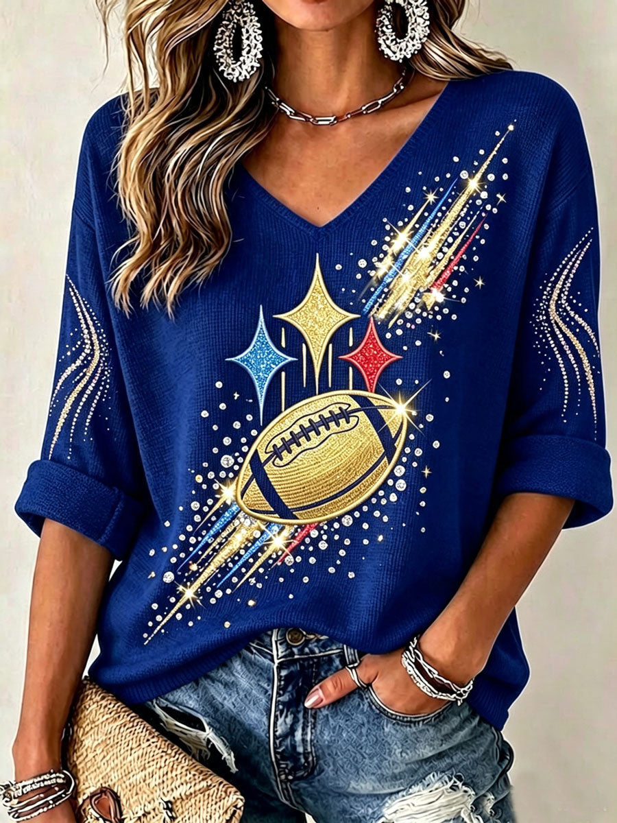 Women'S Football Print Waffle Top