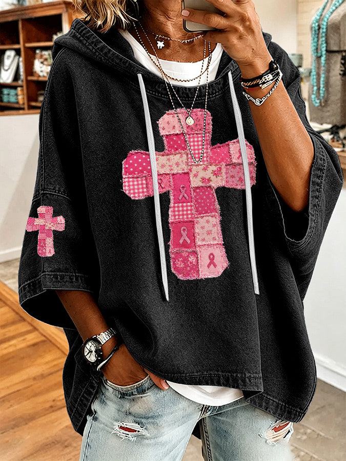 Women's Pink breast cancer Faith Print Hoodie