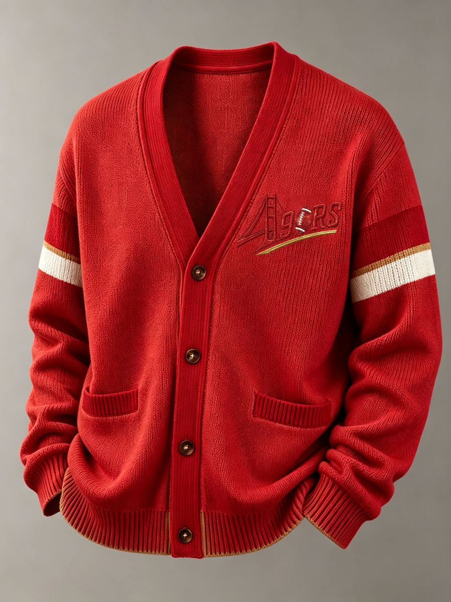 Men'S Sports Football Long Sleeved Cardigan