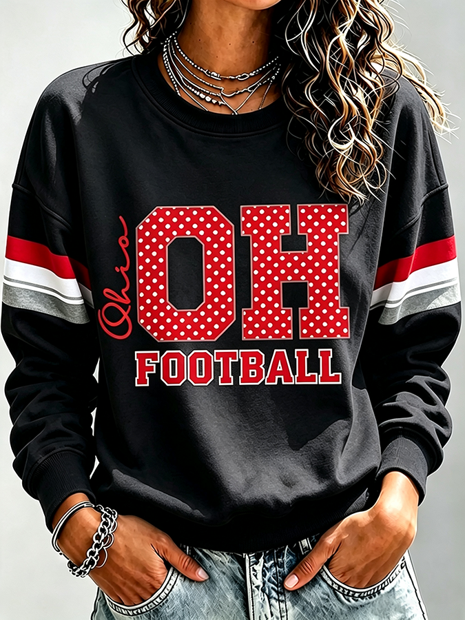 Ladies' Rugby Printed Round Neck T-Shirt