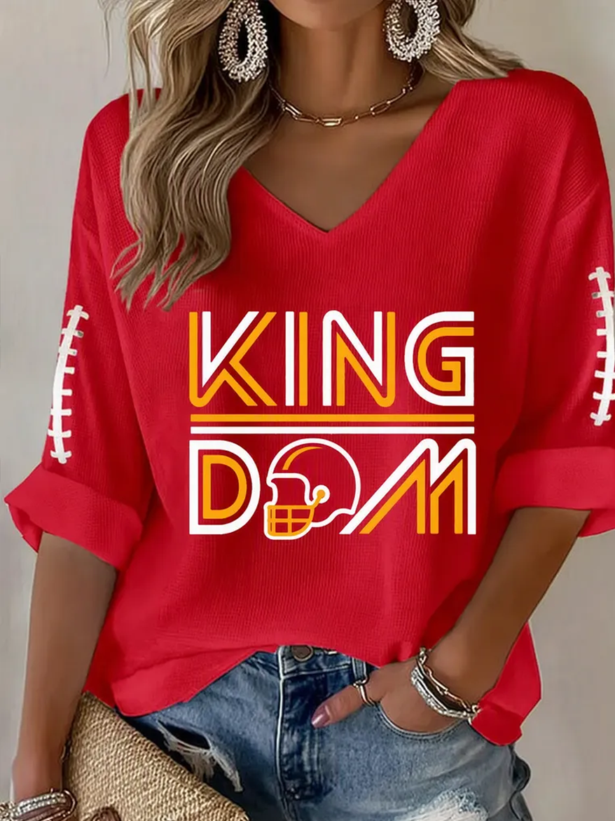 Women'S Casual Rugby Enthusiasts Waffle Top