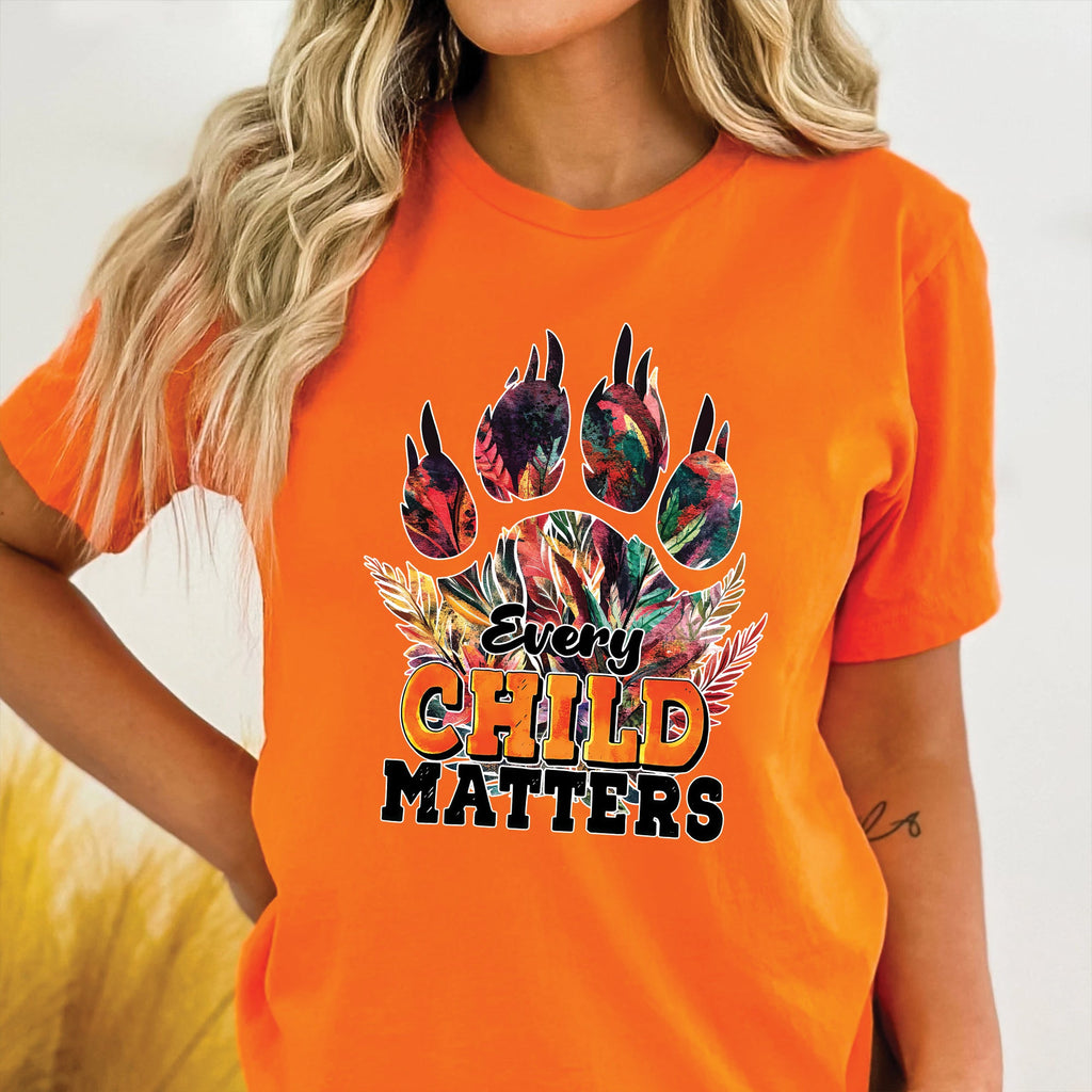 Every Child Matters Feathered Paw Print Orange Native American Unisex T-shirt/Hoodie/Sweatshirt