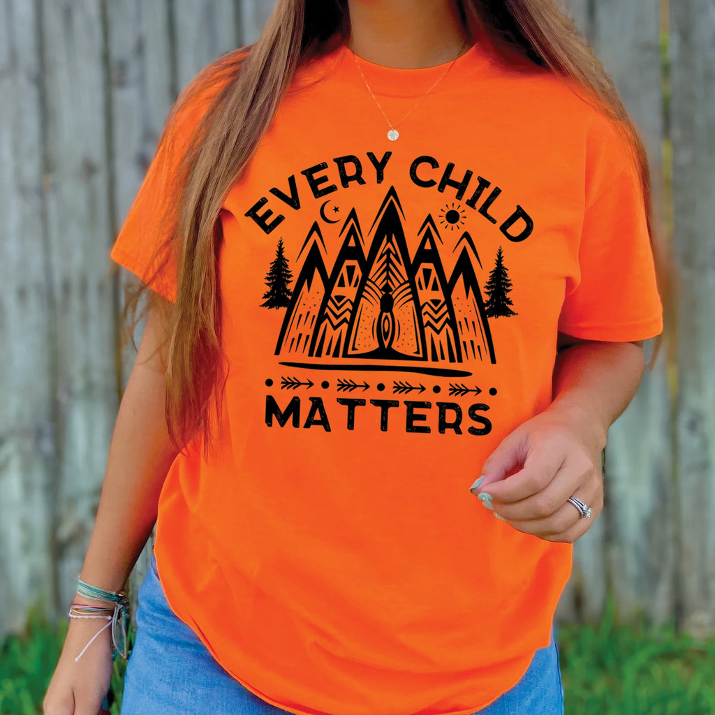Every Child Matters Mountain Orange Native American Unisex T-shirt/Hoodie/Sweatshirt