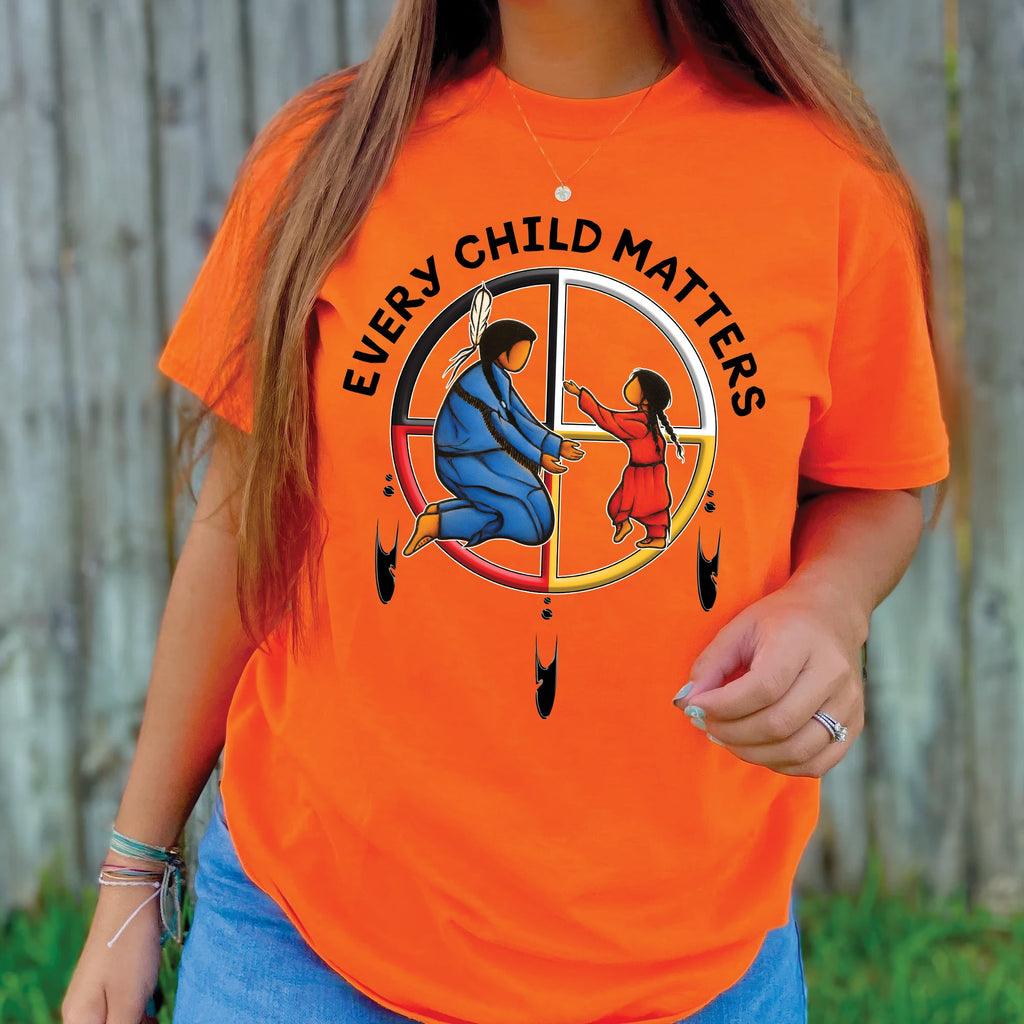 Every Child Matters Orange Shirt Day – Native Inspired Mother & Child Indigenous Awareness Unisex T-shirt/Hoodie/Sweatshirt