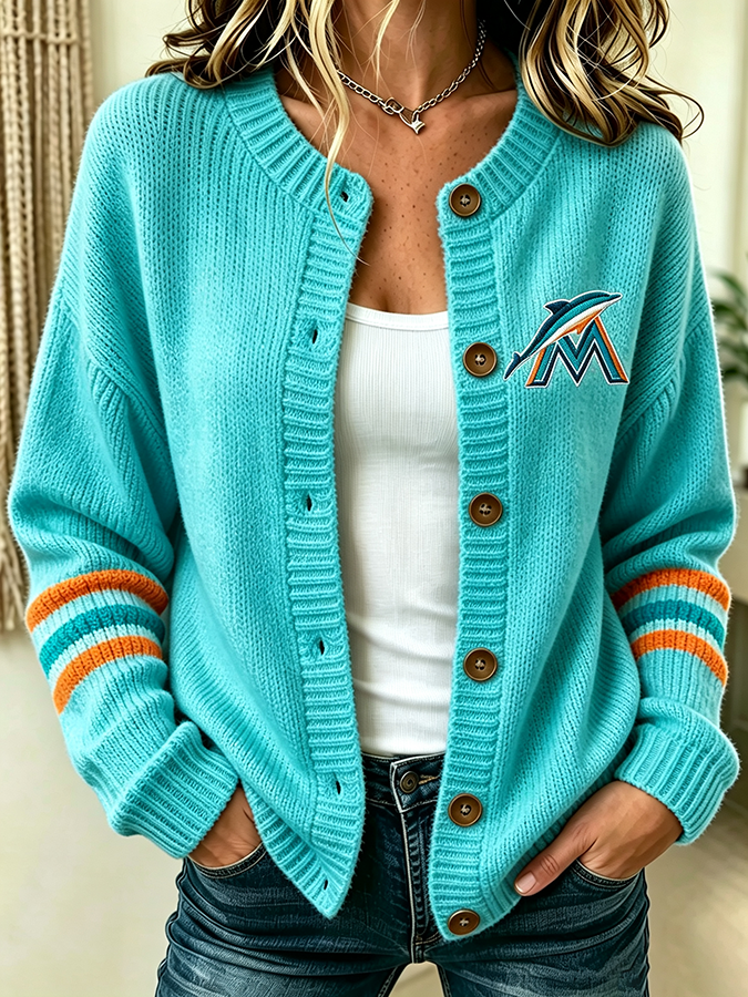 Women'S Casual Football Plant Knitted Cardigan Top