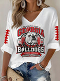 Women'S Football Print Waffle  Top