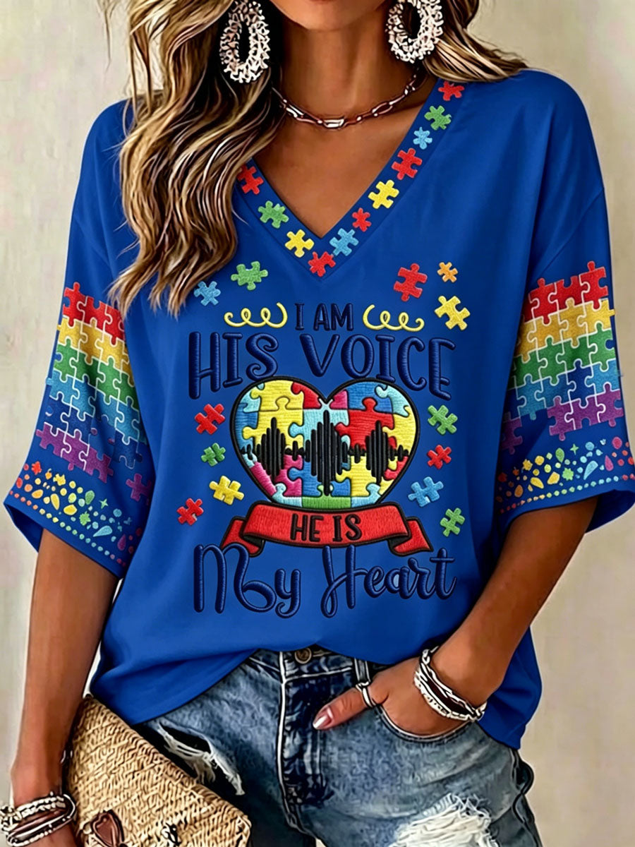 Women'S Casual Autism Awareness  Print T-Shirt