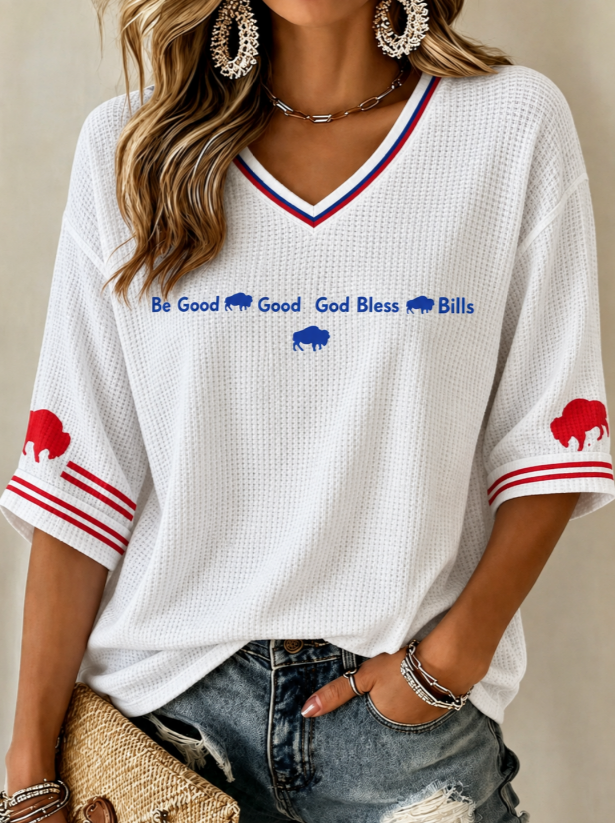 Women'S Football  Print Waffle  Top
