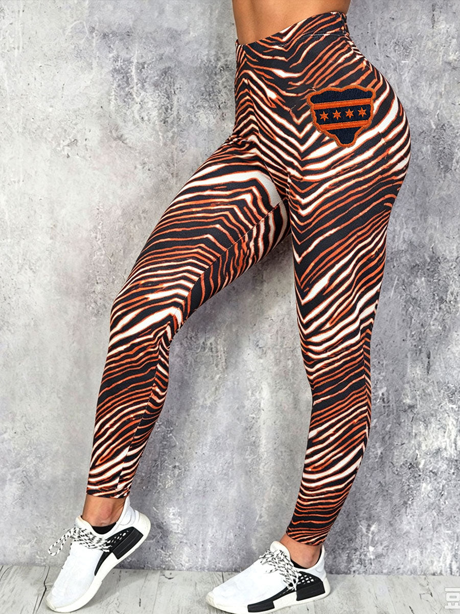 Women's Chicago Football Lover Bear Art Printed Leggings