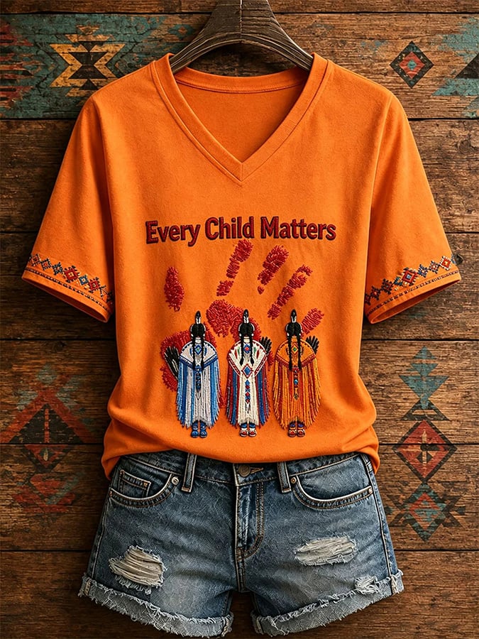 Women'S Orange Shirt With Daily Print T-Shirt