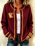 Women's Casual Football Plant Knitted Cardigan Top