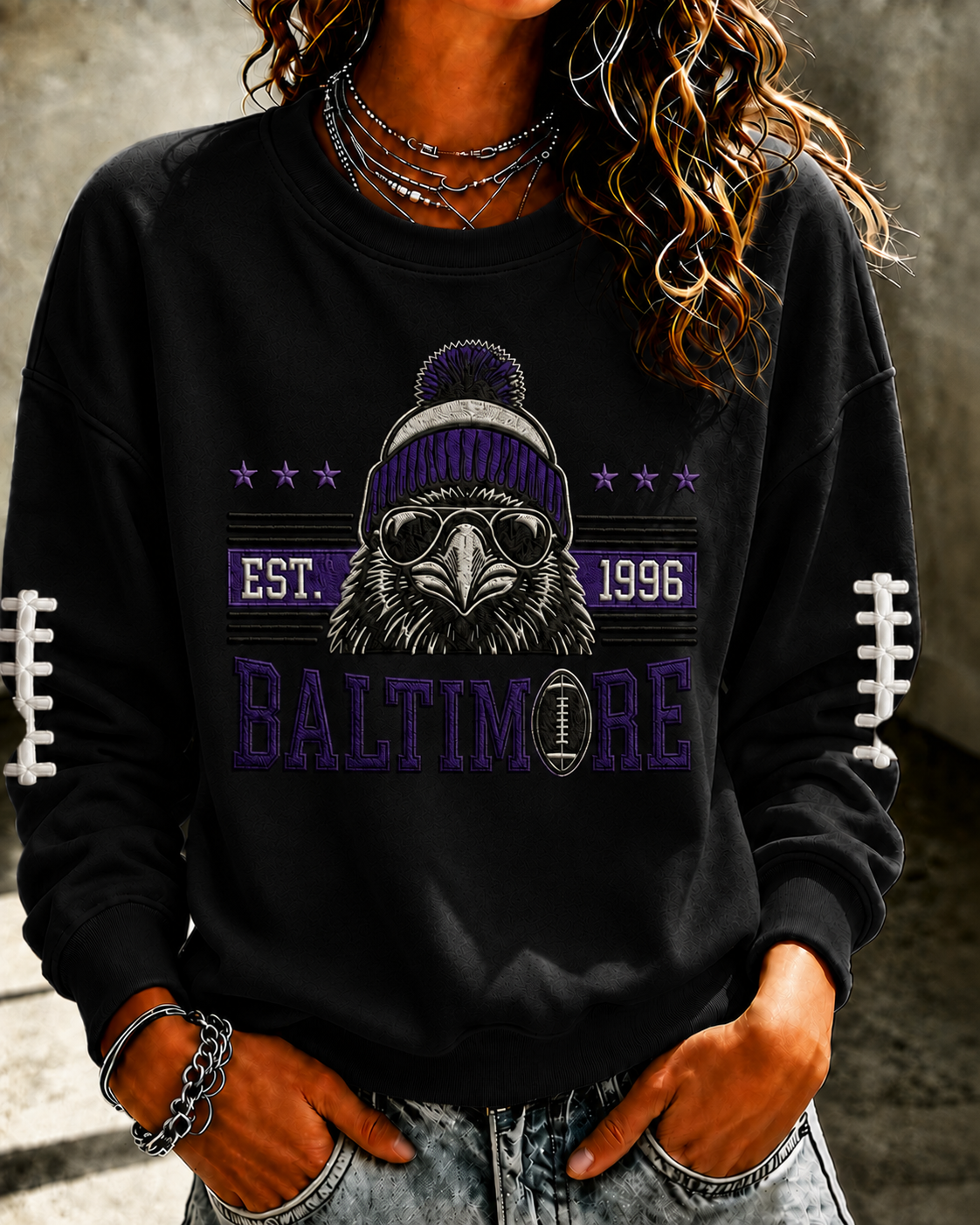 Women'S Retro Football Print Round Neck Sports Shirt